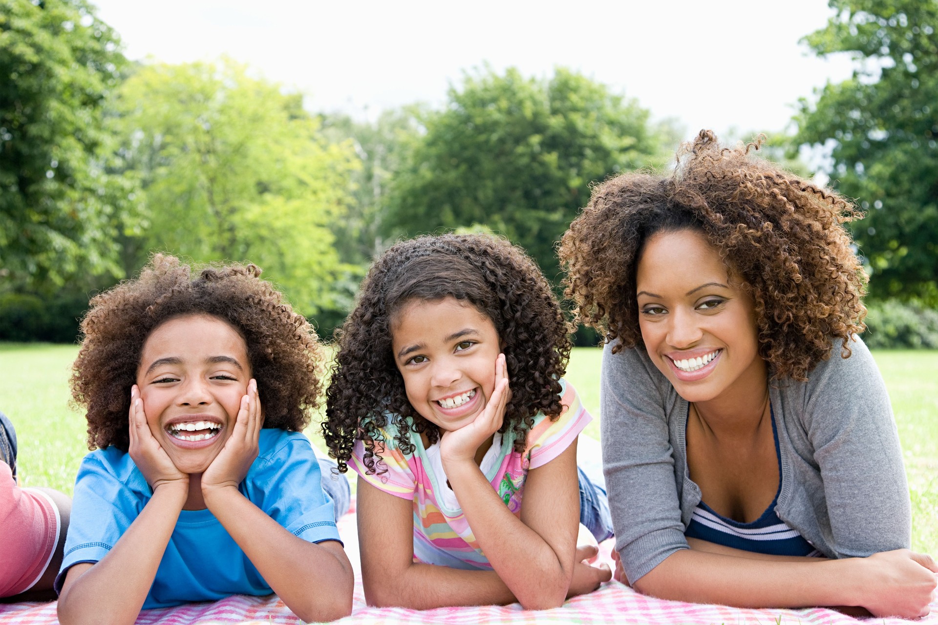 Mother and children in park